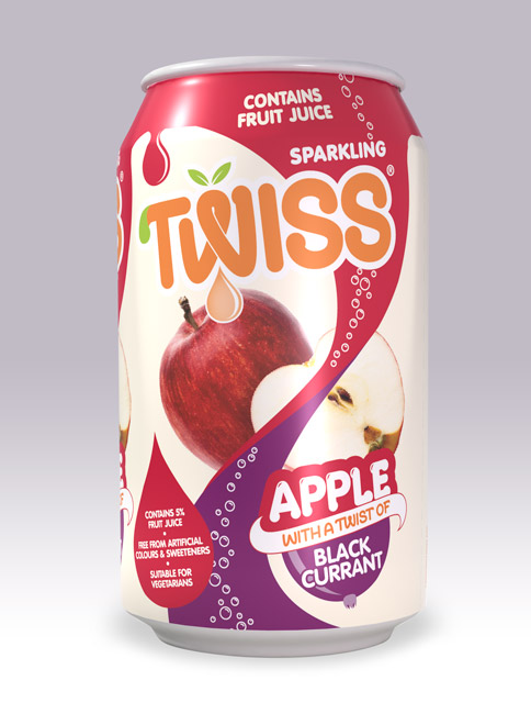 Twiss Drinks apple & blackcurrant can design